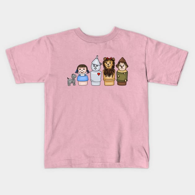 Dorothy and Friends Kids T-Shirt by Slightly Unhinged